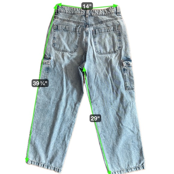 H&M Divided Cargo Jeans Mid Rise Straight Leg Utility Denim Size 6 - Picture 3 of 12